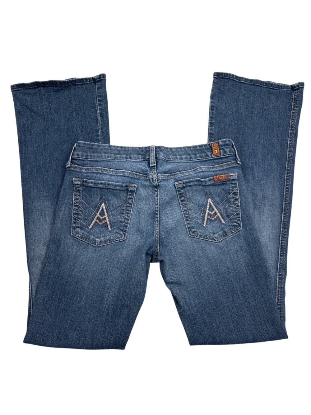 7 For All Mankind A-Pocket Flare Jeans Women's 29 Medium Wash Y2K Denim Retro